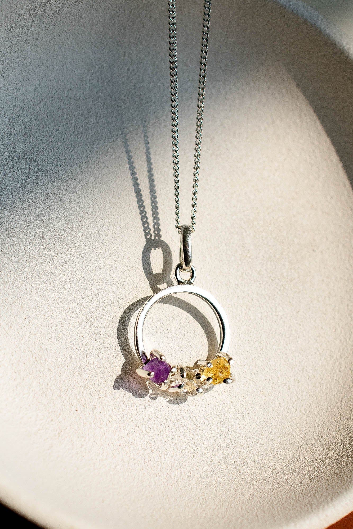Collar Flora citrino, cuarzo cristal y amatista - Gallery 3