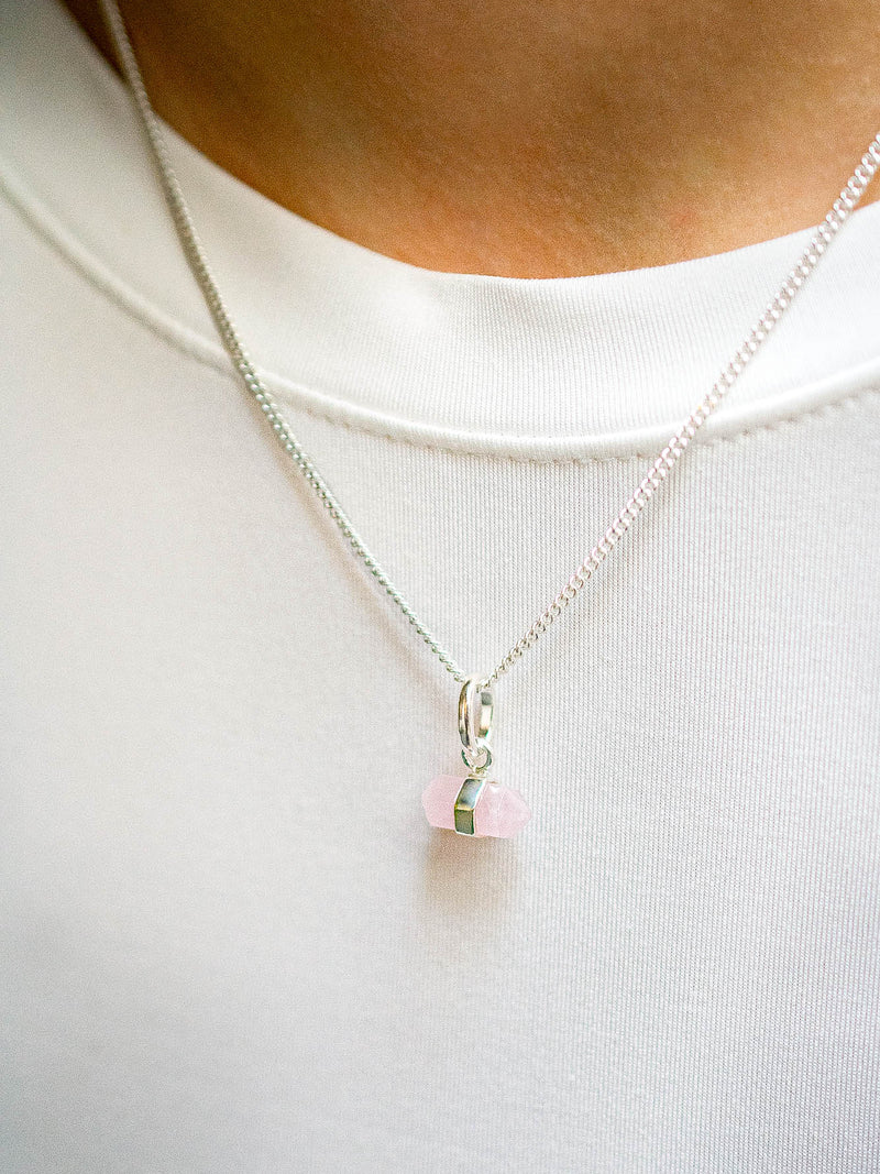 Collar Lance cuarzo rosa