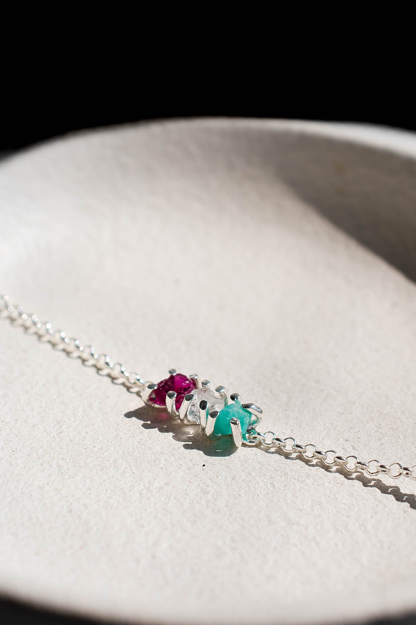 Pulsera Orión amazonita, cuarzo cristal y turmalina rosa - Gallery 1