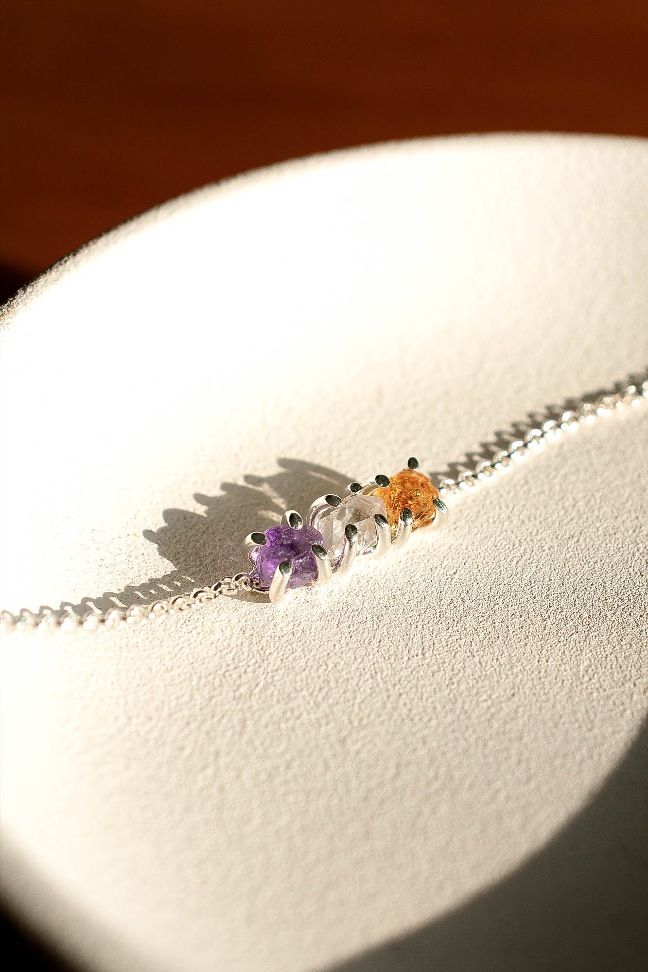 Pulsera Orión citrino, cuarzo cristal y amatista - Gallery 1