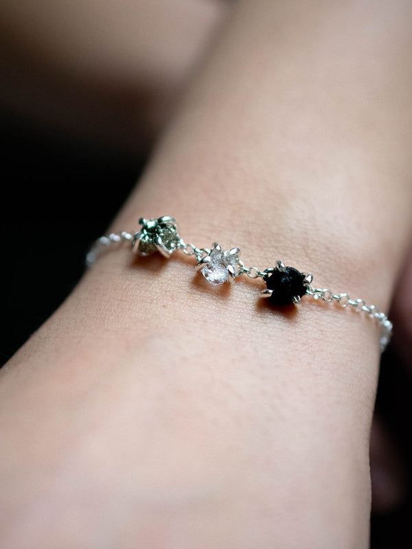 Pulsera Trinidad cuarzo cristal, pirita y turmalina negra - Secundaria