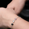 Pulsera Trinidad amatista, cuarzo cristal y turmalina negra