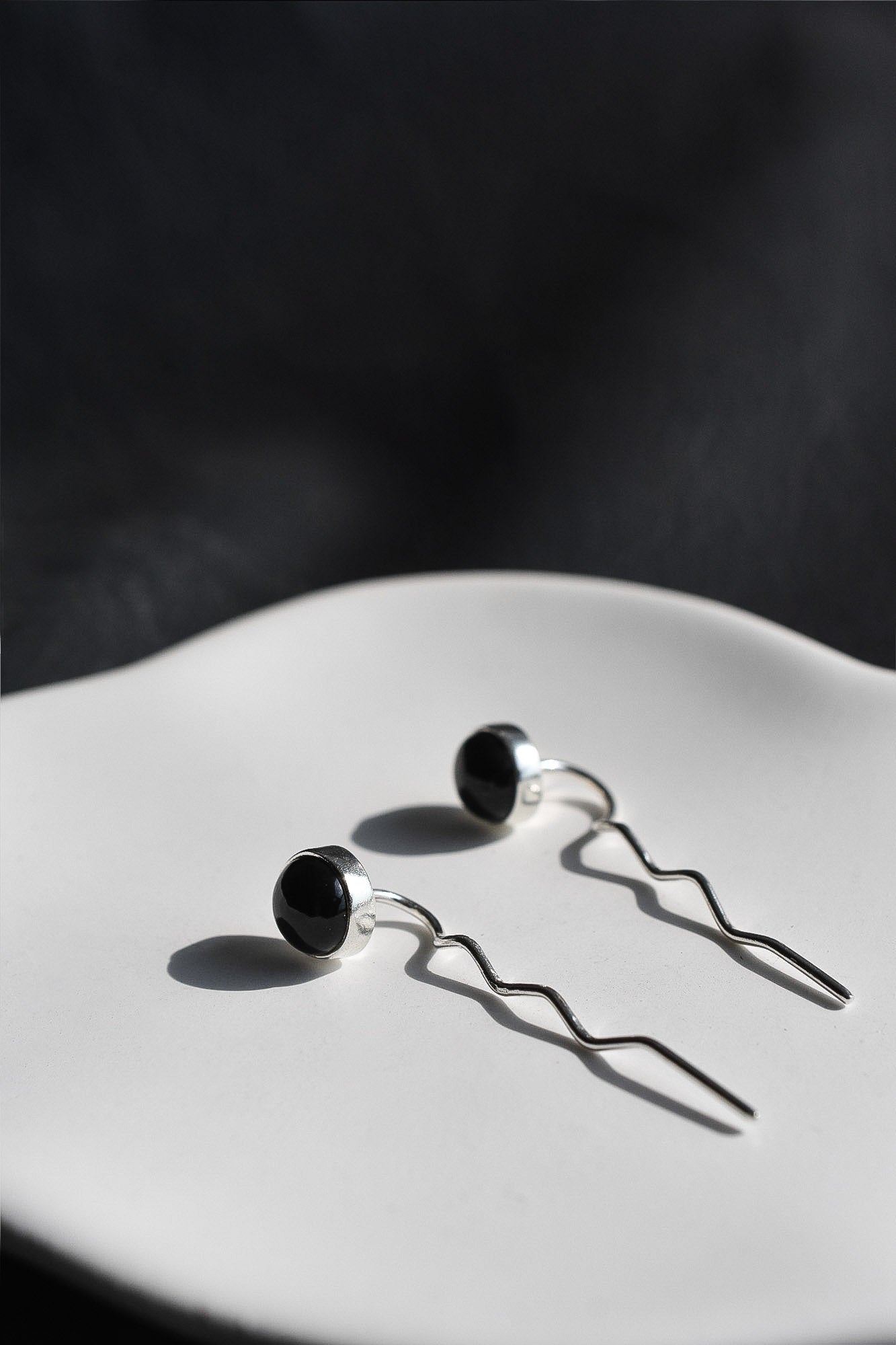 Aretes Storm obsidiana negra - Gallery 2