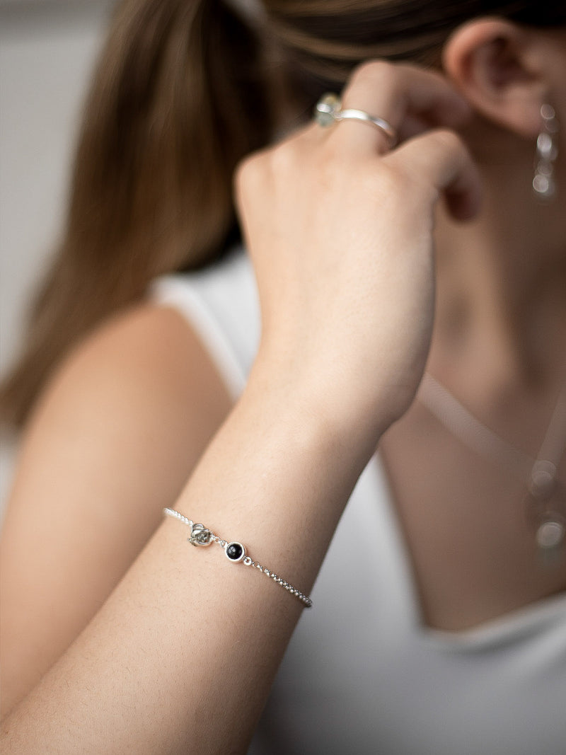 Pulsera Camus obsidiana y pirita