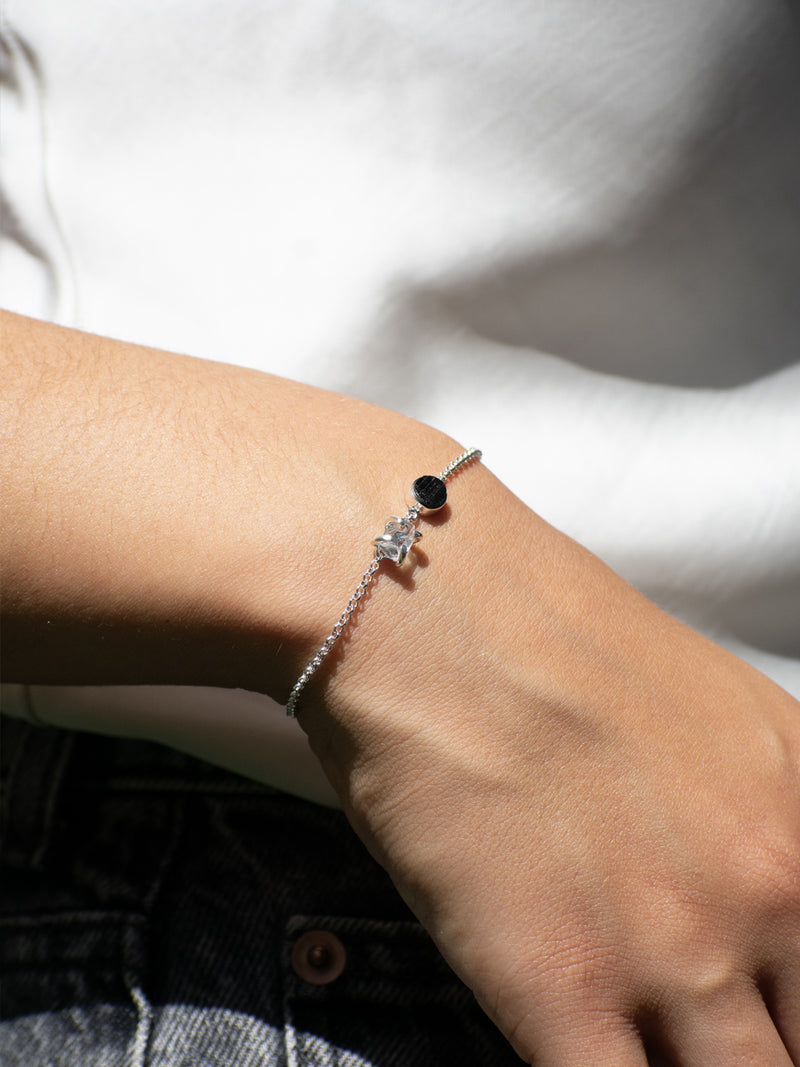 Pulsera Camus turmalina y cuarzo cristal raw