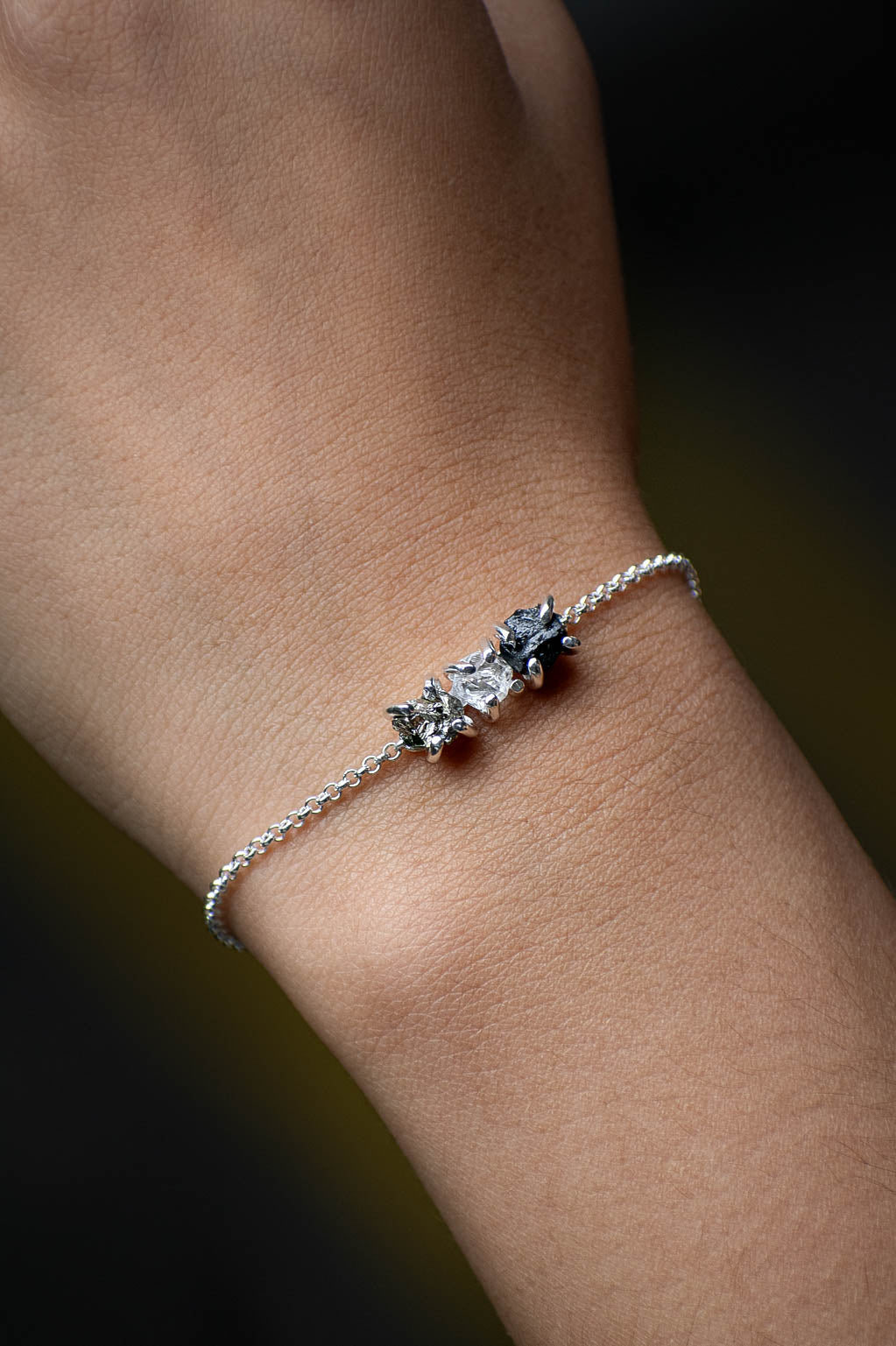 Pulsera Orión pirita, cuarzo cristal y turmalina negra - Gallery 2