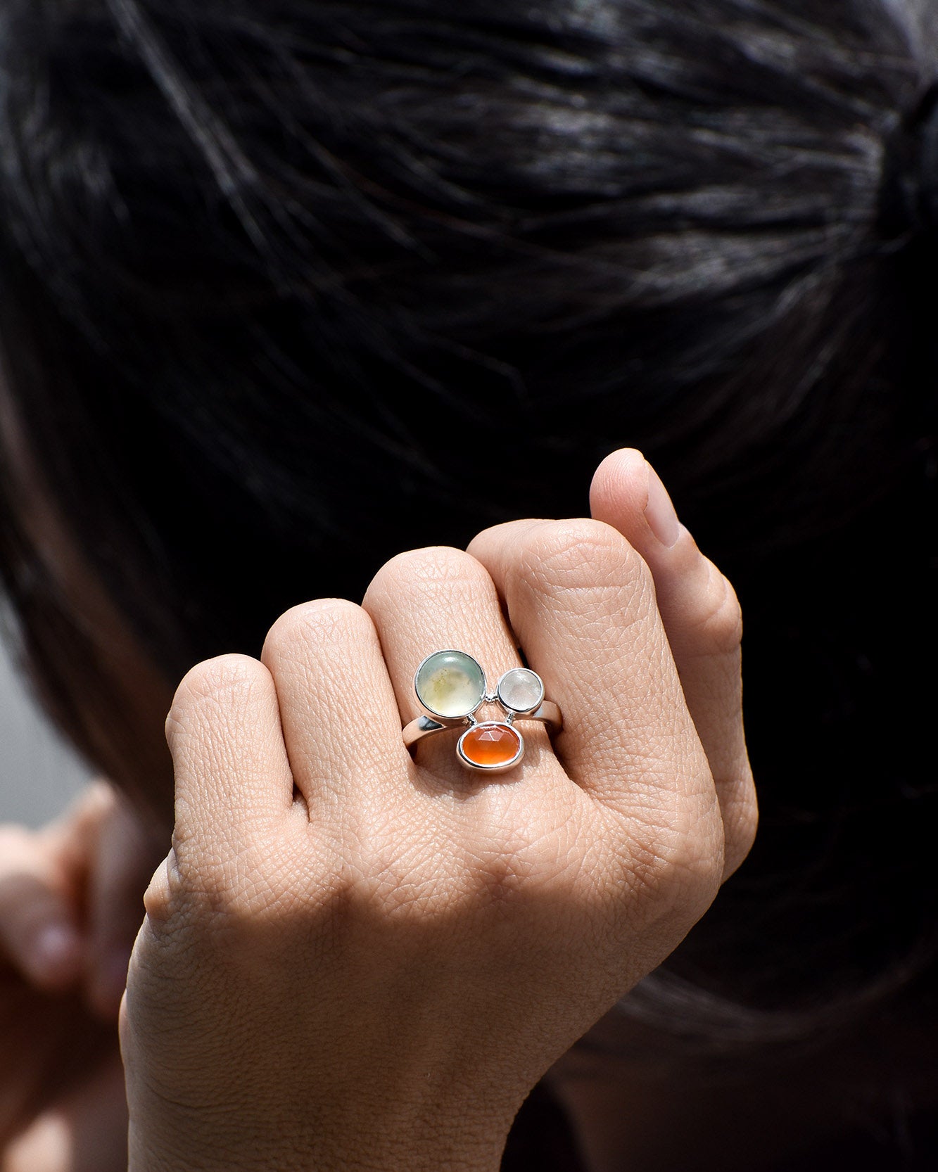 Anillo Sensa ópalo andino, cornalina y cuarzo cristal - Gallery 4