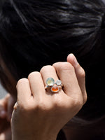 Anillo Sensa ópalo andino, cornalina y cuarzo cristal - Miniatura 4
