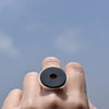 Anillo Sol obsidiana negra