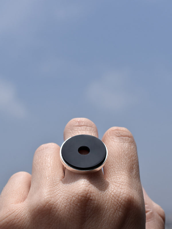 Anillo Sol obsidiana negra - Secundaria