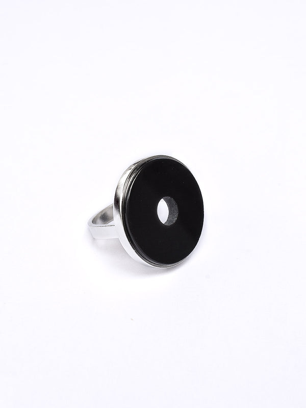 Anillo Sol obsidiana negra