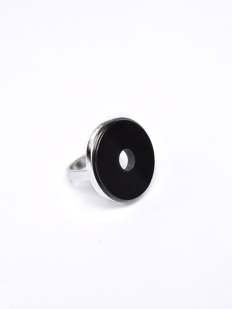 Anillo Sol obsidiana negra