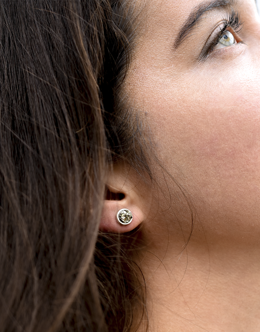 Aretes Drusa pirita circular 6mm - Gallery 1
