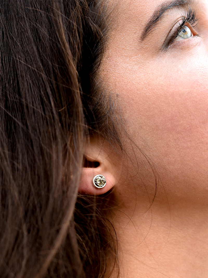 Aretes Drusa pirita circular 6mm
